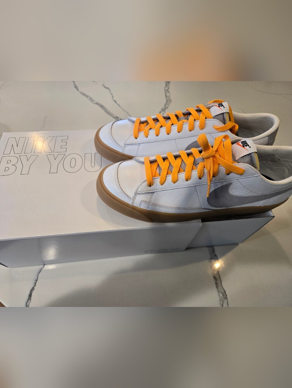 Custom NWT Nike White Leather Sneakers